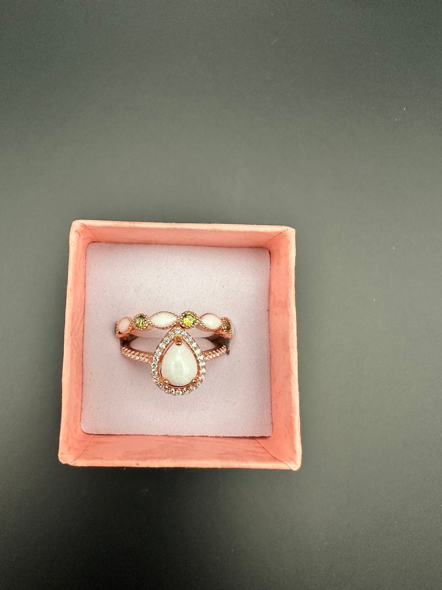 Pear Ring with Birthstones
