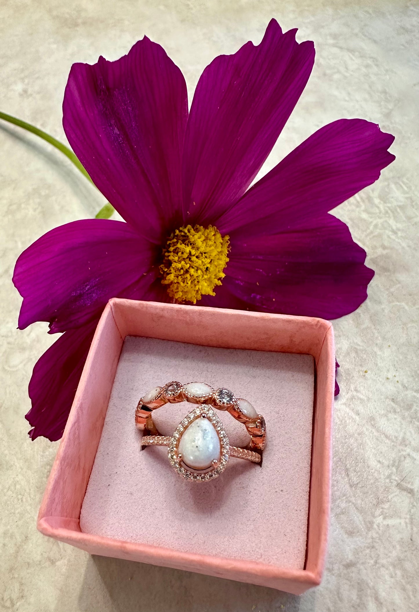 Pear Ring with Birthstones