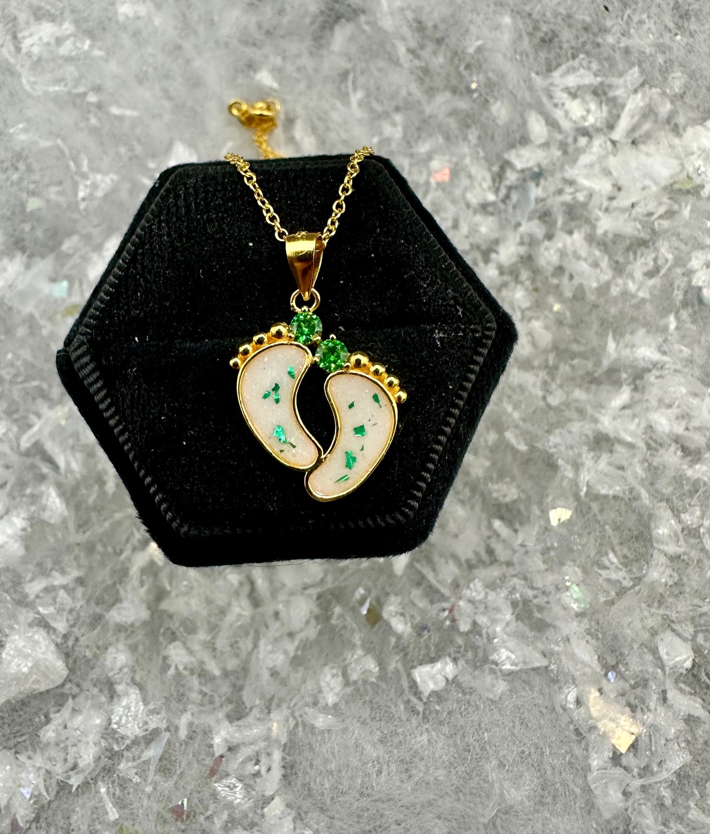 Footprint Necklace with Birthstones
