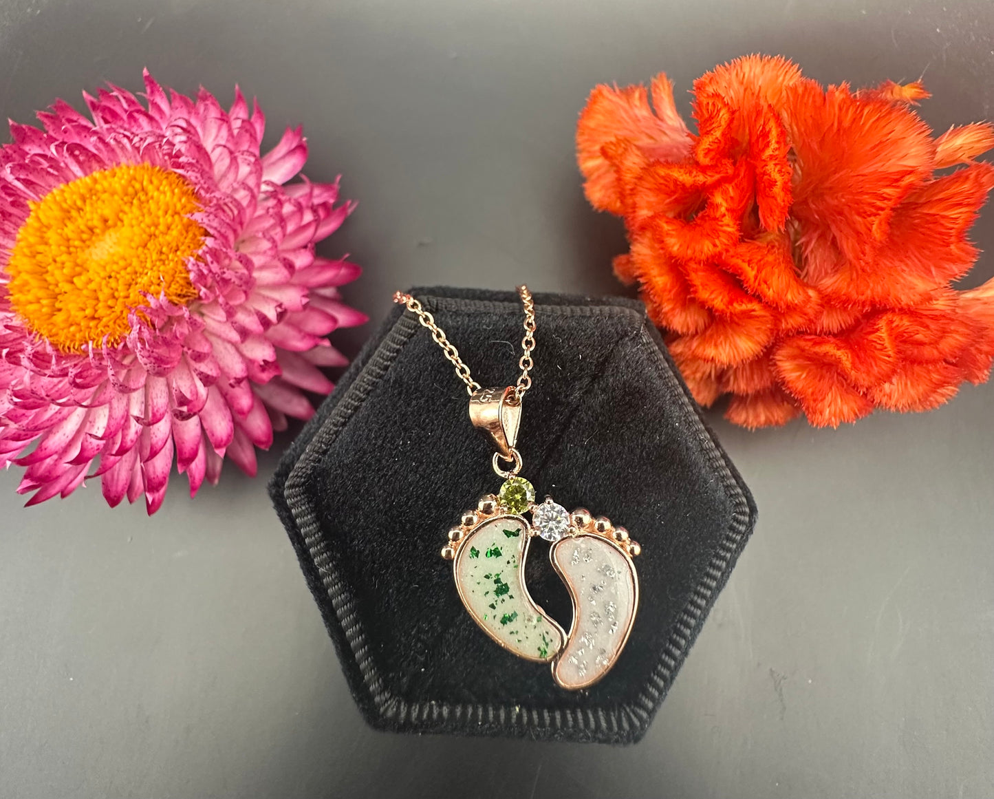 Footprint Necklace with Birthstones