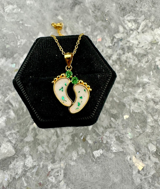 Footprint Necklace with Birthstones