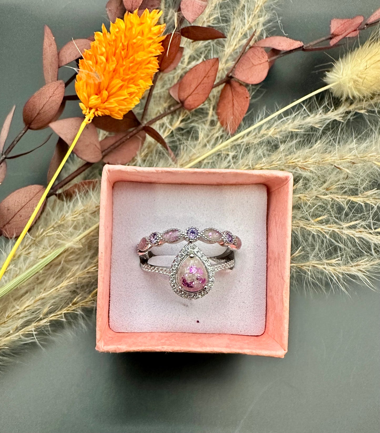 Pear Ring with Birthstones